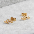 De alta calidad de oro de la nota musical de acero inoxidable Stud Earrings para las damas ZZE006